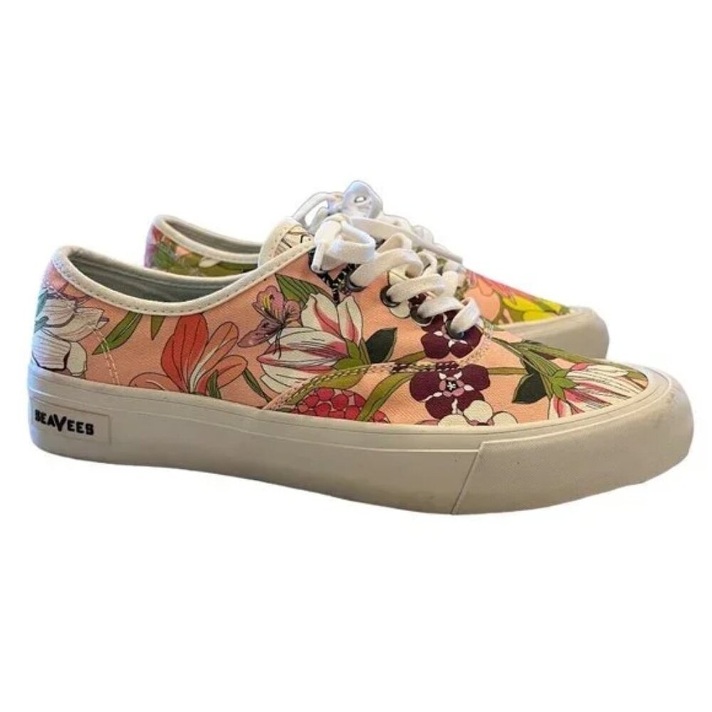 SeaVees Women’s Floral Canvas Sneakers in SIZE 7.5 Tropical Resort Pool Cruise - Picture 3 of 7